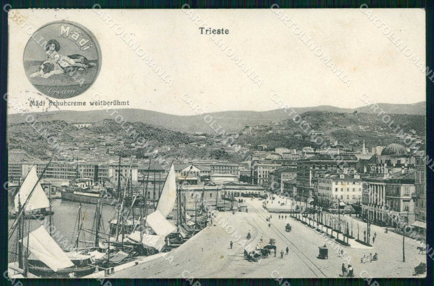 Trieste Città Veduta del Porto Pubblicità Crema Barche cartolina RT4921 – fronte