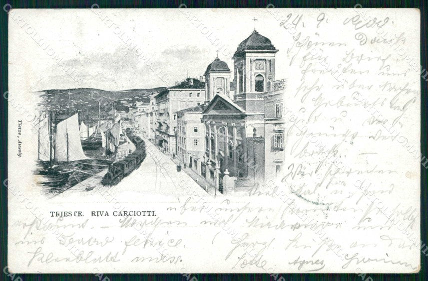 Trieste Città Riva Carciotti Treno Barche cartolina RT4927 – fronte