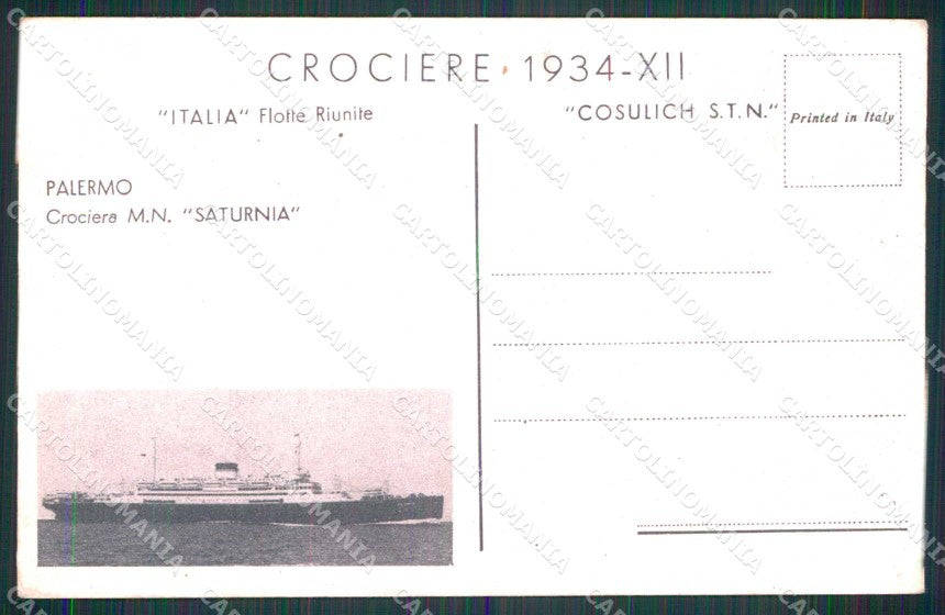 Trieste Città Crociera Saturnia Palermo cartolina RT4956 – retro