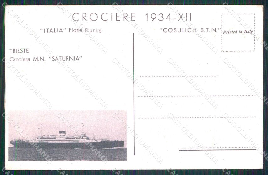 Trieste Città Crociera Saturnia cartolina RT4958 – retro