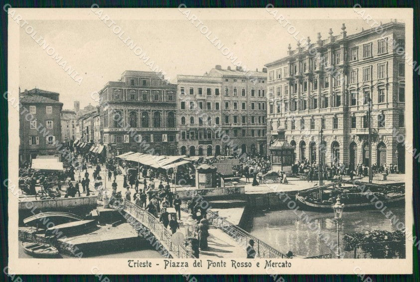 Trieste Città Piazza del Ponte Rosso Mercato cartolina RT4964 – fronte