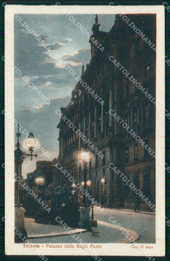 Trieste Città Palazzo delle Regie Poste Alterocca 62776 Serale cartolina RT4971 – fronte
