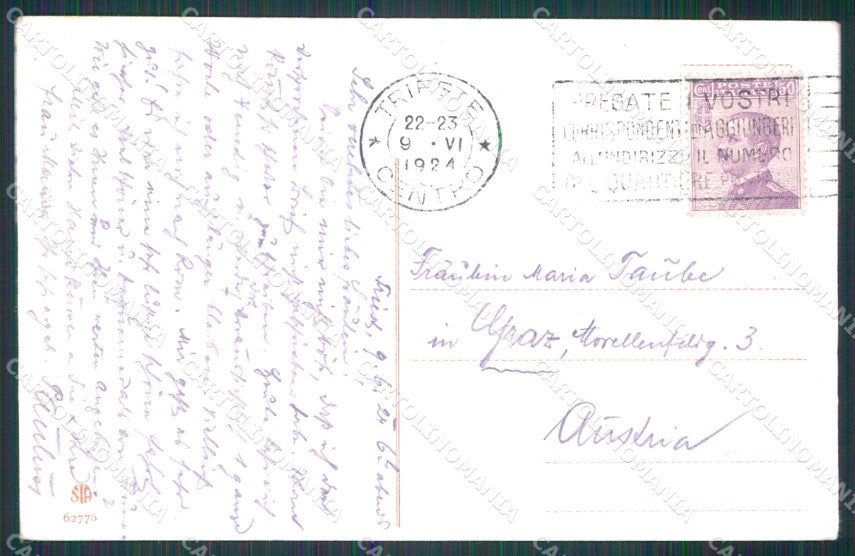 Trieste Città Palazzo delle Regie Poste Alterocca 62776 Serale cartolina RT4971 – retro