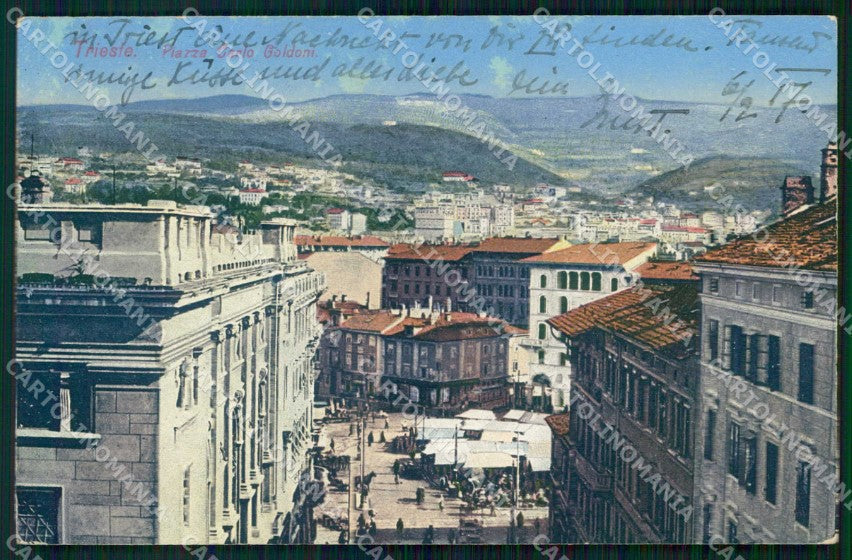 Trieste Città Piazza Carlo Goldoni Mercato cartolina RT4974 – fronte