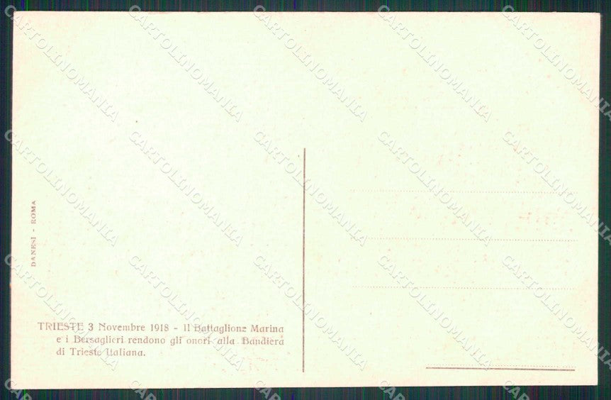 Trieste Città Onori alla Bandiera WWI Marinai Bersaglieri cartolina RT4977 – retro