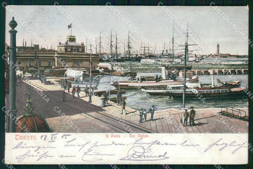 Trieste Città Porto con Barche cartolina RT4981 – fronte