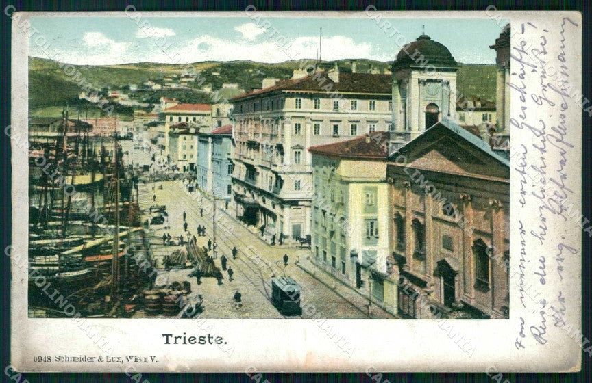 Trieste Città Barche Tram cartolina RT4982 – fronte