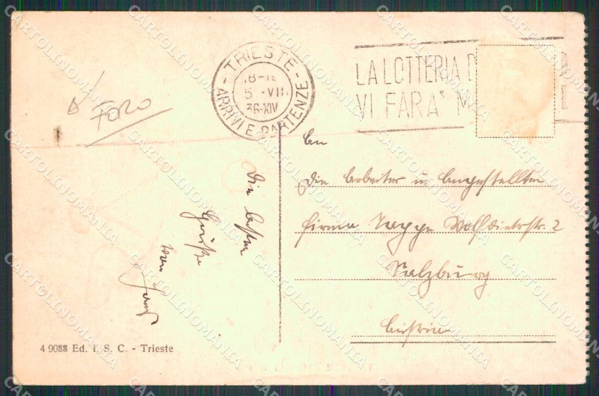 Trieste Città Hotel Savoia Barche FORO cartolina RT4984 – retro