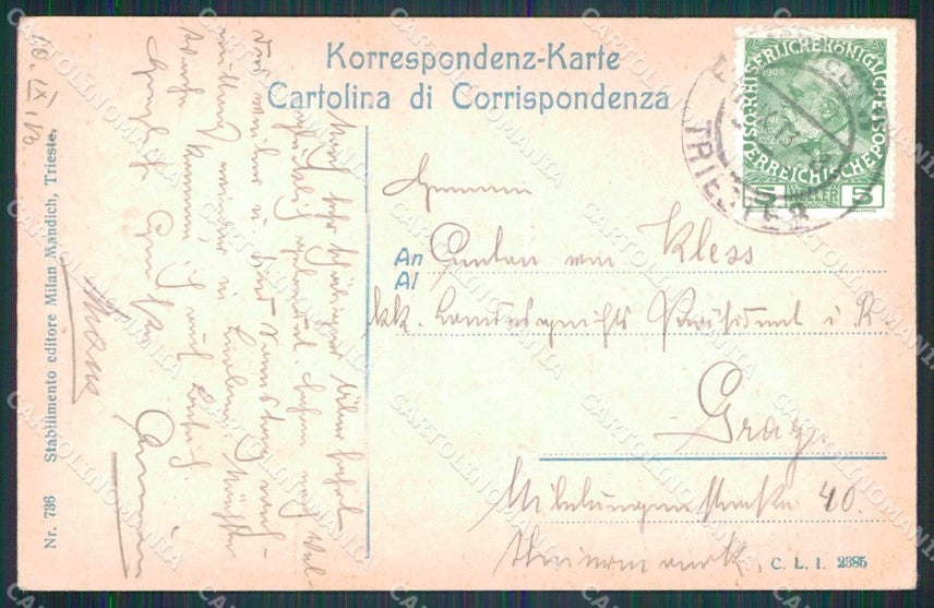 Trieste Città Rada Barche cartolina RT4986 – retro
