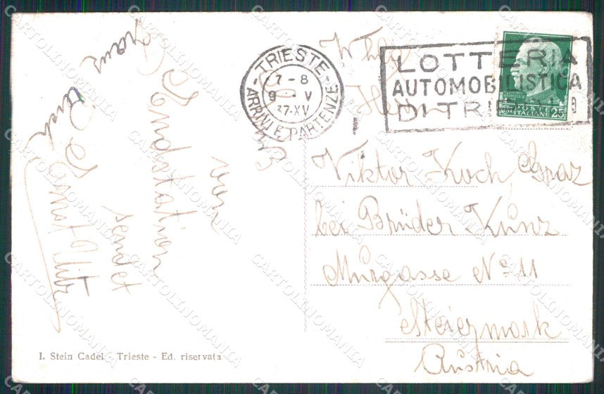 Trieste Città Monumento ai Caduti Fascismo Stein cartolina RT4987 – retro