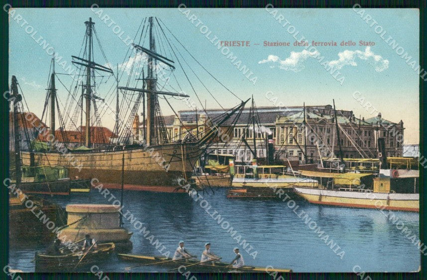 Trieste Città Stazione Ferrovia dello Stato Barche cartolina RT4992 – fronte
