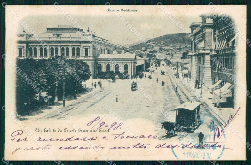 Trieste Città Saluto da Stazione Meridionale cartolina RT4995 – fronte