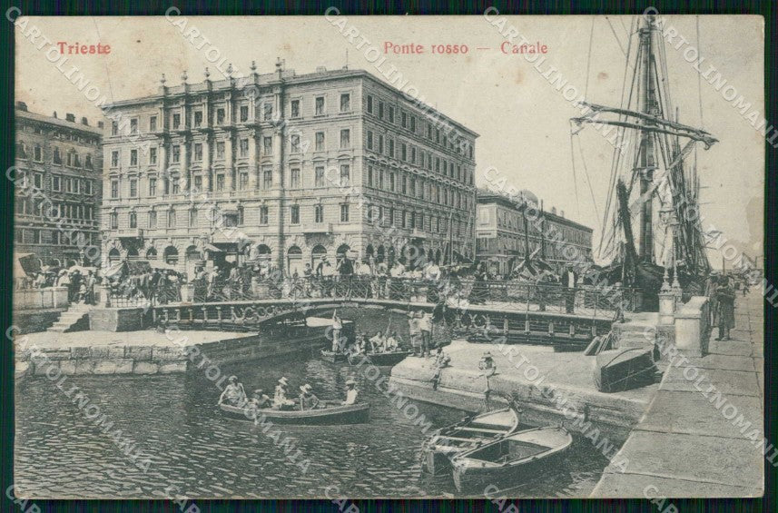Trieste Città Ponte Rosso Canale con Barche ABRASA cartolina RT5005 – fronte