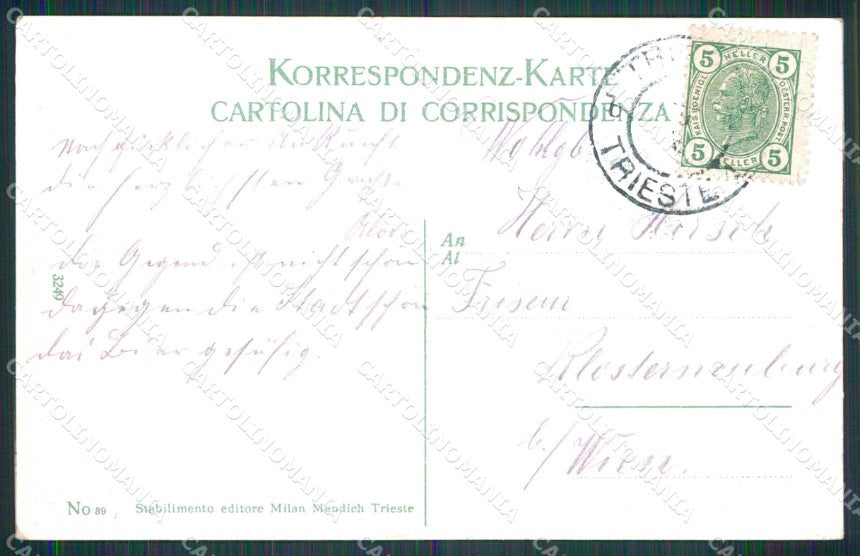 Trieste Città Lanterna Barca cartolina RT5006 – retro