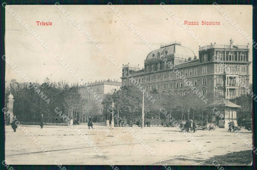 Trieste Città Piazza Stazione TRACCE UMIDO cartolina RT5010 – fronte