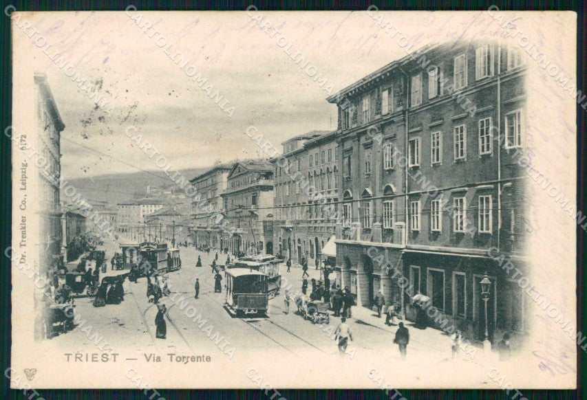 Trieste Città Via Torrente Tram Trenkler 6172 cartolina RT5014 – fronte