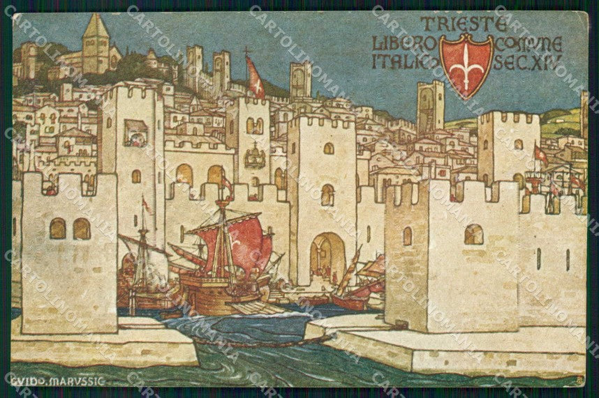 Trieste Città Libero Comune Italico Secolo XIV Marussig cartolina RT5022 – fronte