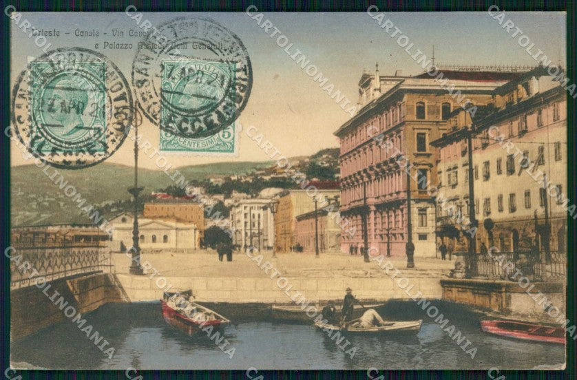 Trieste Città Canale con Barche Via Cavour Alterocca 57393 cartolina RT5024 – fronte