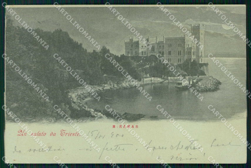 Trieste Città Saluto da Miramar Chiaro di Luna cartolina RT5039 – fronte