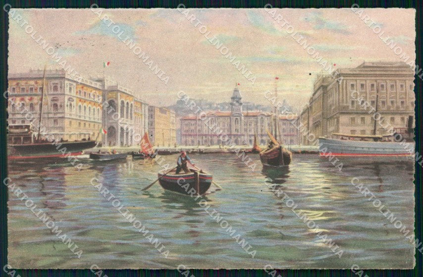 Trieste Città Piazza Unità Barche cartolina RT5040 – fronte