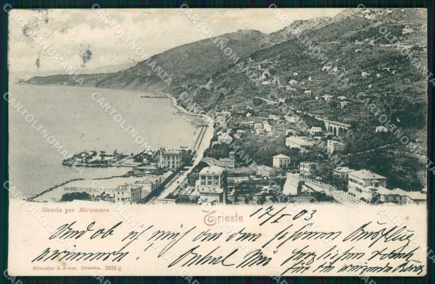 Trieste Città Strada per Miramare SCOLLATA cartolina RT5047 – fronte
