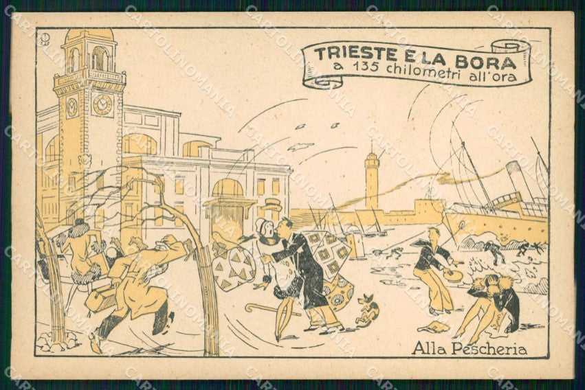 Trieste Città Bora alla Pescheria cartolina RT5051 – fronte