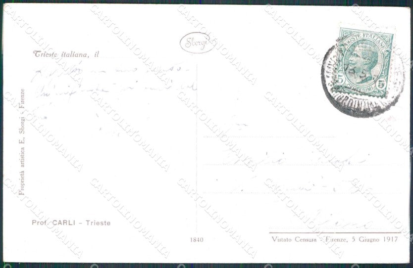 Trieste Città San Giusto Porto Castello Miramar Tricolore Carli cartolina RT5067 – retro