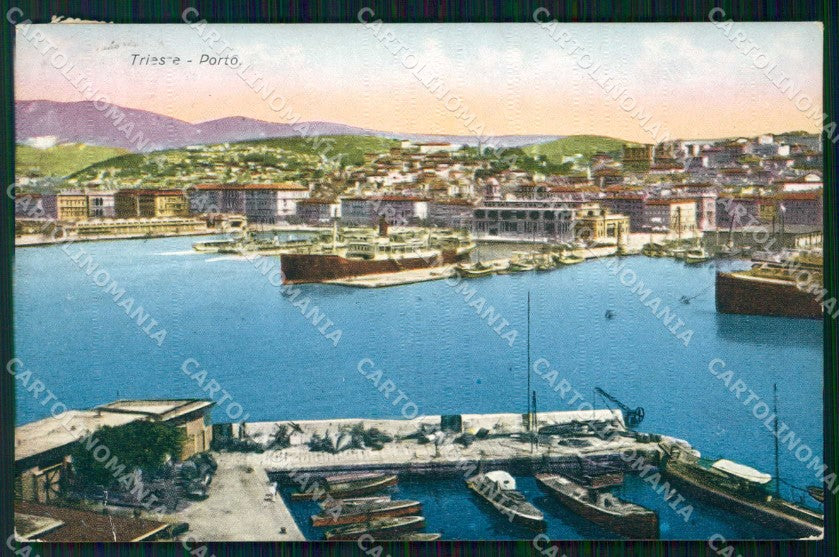 Trieste Città Porto con Barche cartolina RT5075 – fronte