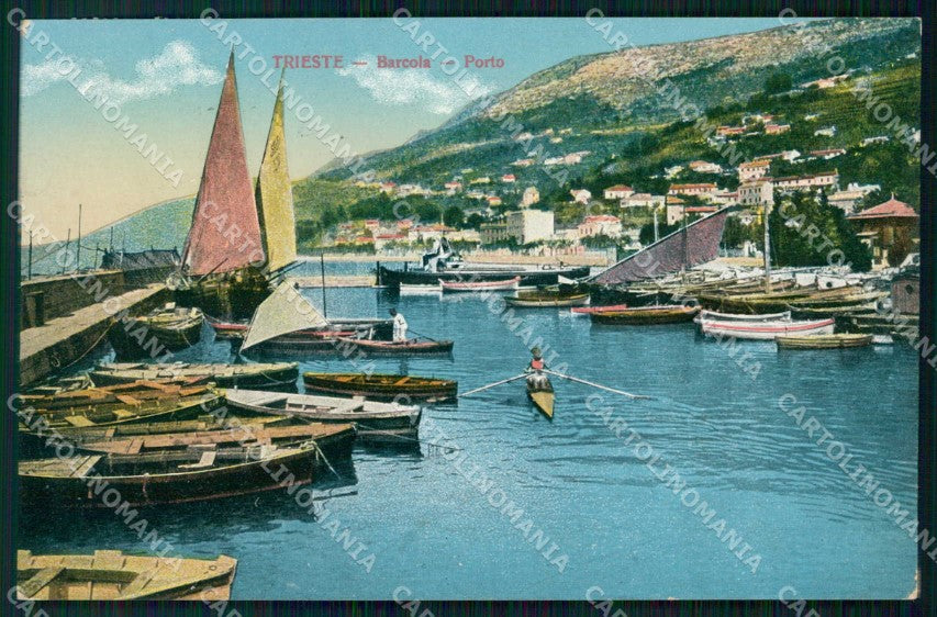 Trieste Città Barcola Porto con Barche cartolina RT5076 – fronte