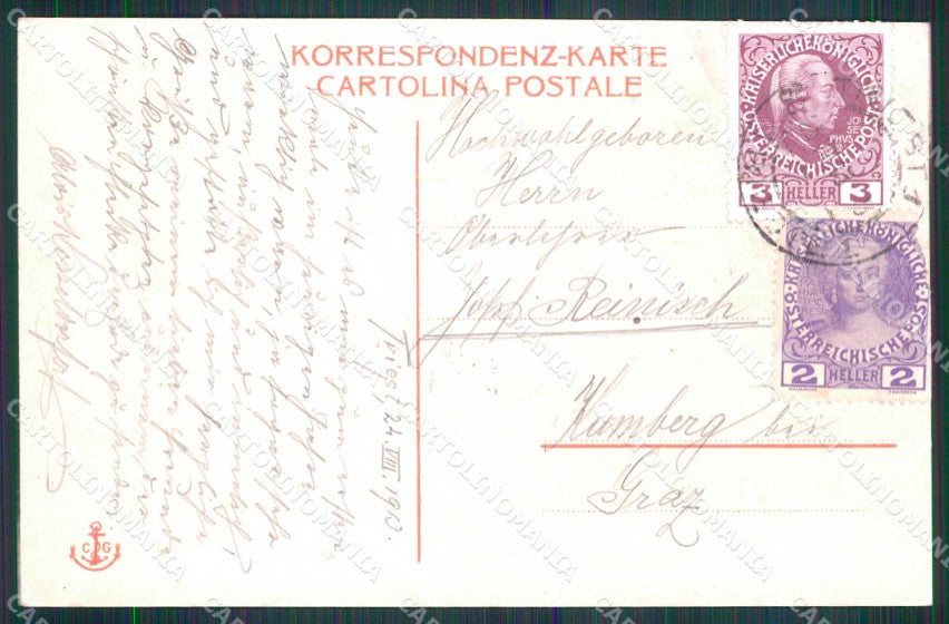 Trieste Città Barcola Porto con Barche cartolina RT5076 – retro