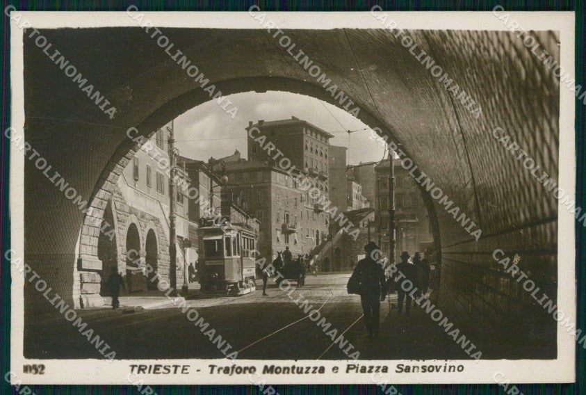 Trieste Città Traforo Montuzza Tram Piazza Sansovino Foto cartolina RT5101 – fronte