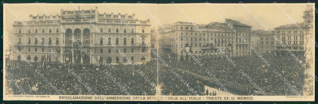 Trieste Città Annessione Venezia Giulia Doppia Foto cartolina RT5137 – fronte