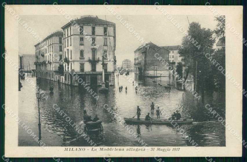 Milano Città Maddalena Allagata Barca cartolina RT5146 – fronte