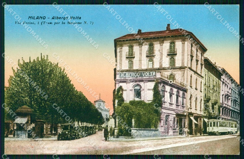 Milano Città Albergo Volta Tram cartolina RT5162 – fronte