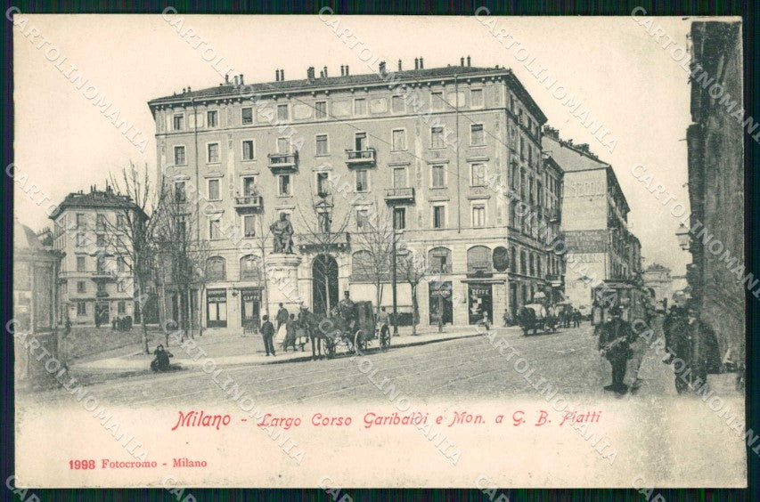 Milano Città Largo Corso Garibaldi Tram Monumento Piatti cartolina RT5163 – fronte