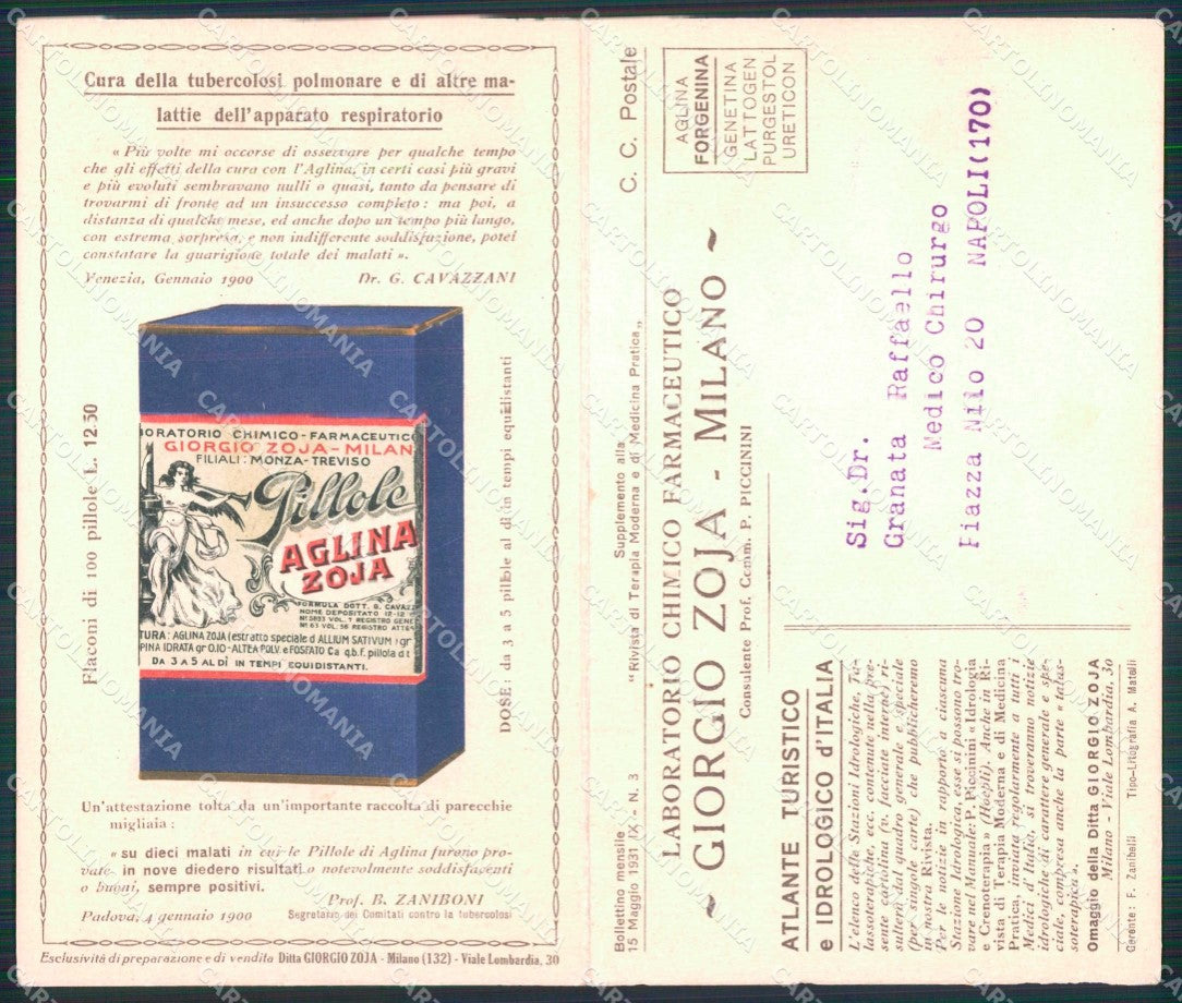 Milano Città Laboratorio Farmaceutico Cartina N Italia Doppia cartolina RT5170 – retro