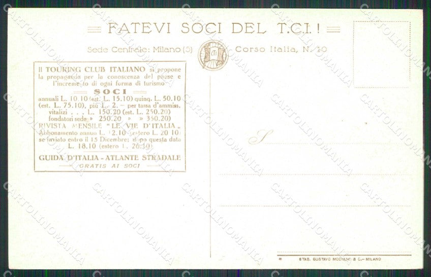 Milano Città Touring Club Italiano Fondazione Puricelli cartolina RT5177 – retro