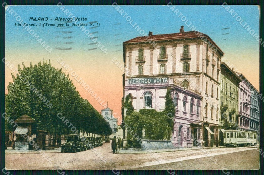 Milano Città Albergo Volta Tram cartolina RT5200 – fronte
