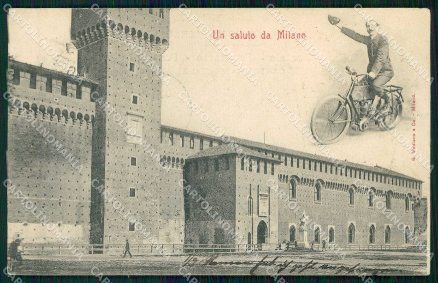 Milano Città Saluto da Motocicletta Modiano PIEGHINA cartolina RT5213 – fronte