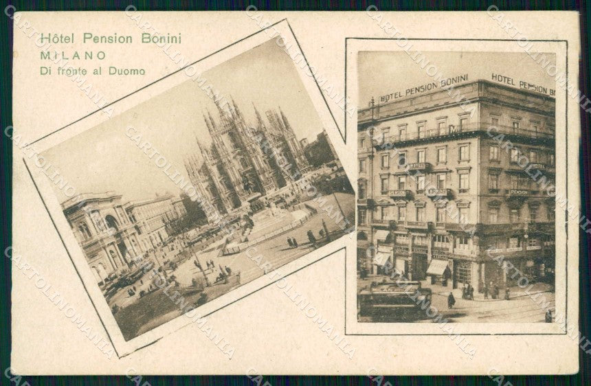 Milano Città Hotel Pension Bonini Duomo Tram cartolina RT5214 – fronte