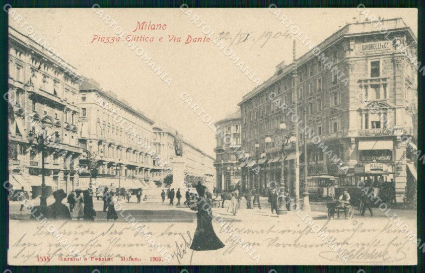 Milano Città Piazza Elittica Via Dante Tram cartolina RT5251 – fronte