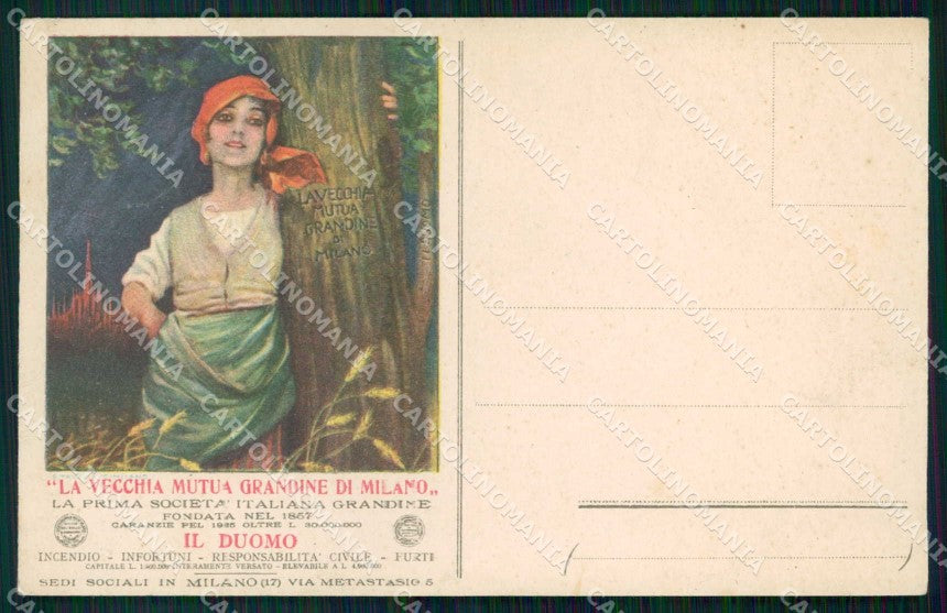 Milano Città Vecchia Mutua Grandine Assicurazione PIEGHINA cartolina RT5302 – fronte