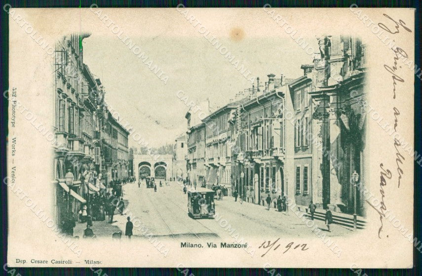 Milano Città Via Alessandro Manzoni Tram cartolina RT5318 – fronte