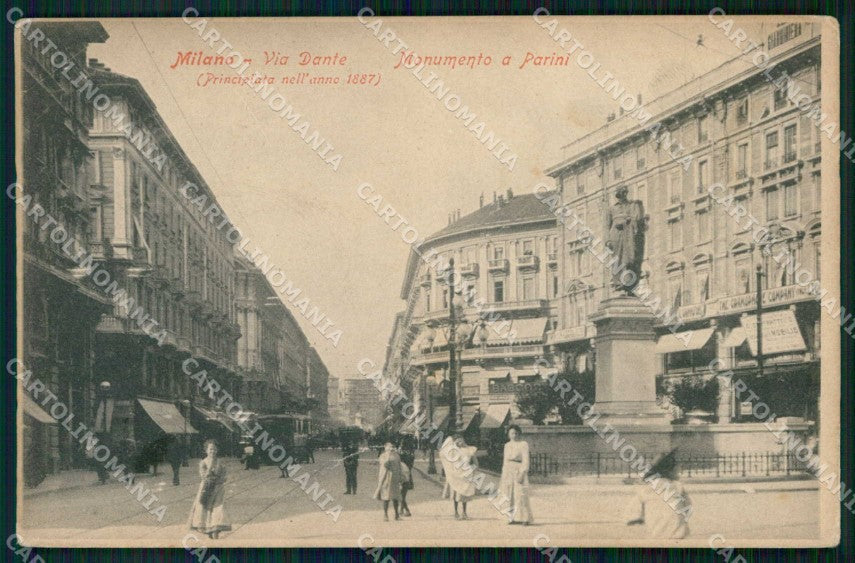 Milano Città Via Dante Tram Monumento a Parini cartolina RT5324 – fronte