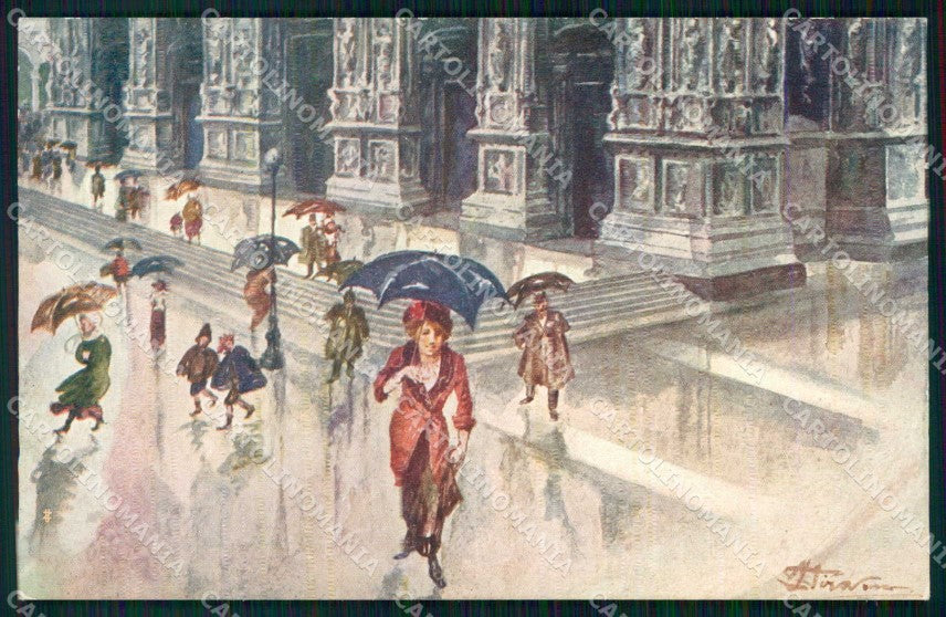 Milano Città Piazza Duomo Giornata Piovosa cartolina RT5331 – fronte