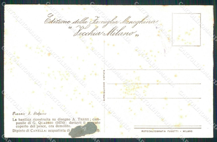 Milano Città Piazza Santo Stefano Gabinetto Stampe ABRASA cartolina RT5334 – retro