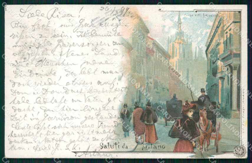 Milano Città Saluti da Corso Vittorio Emanuele cartolina RT5355 – fronte