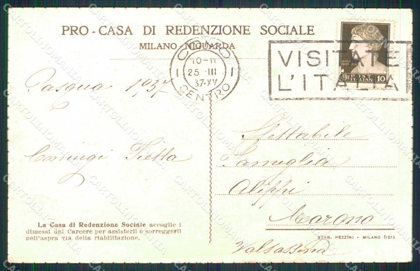 Milano Città Casa di Redenzione Sociale Legatoria Niguarda cartolina RT5373 – retro
