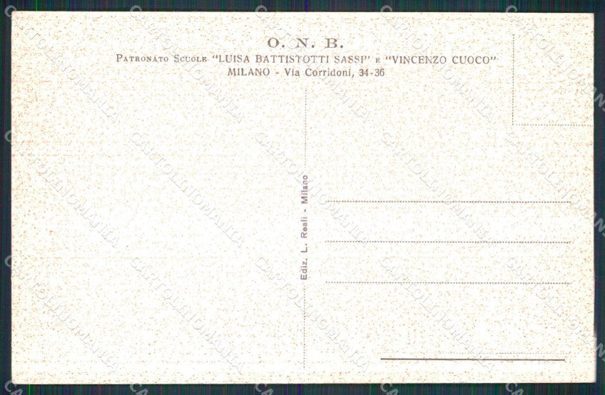 Milano Città Scuole Comunali ONB Fascismo cartolina RT5385 – retro
