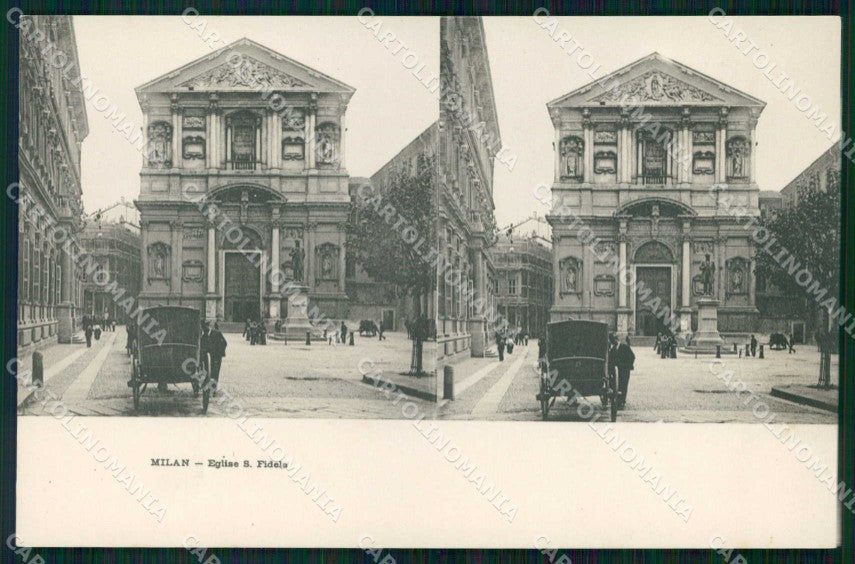 Milano Città Chiesa San Fedele Stereoview cartolina RT5401 – fronte